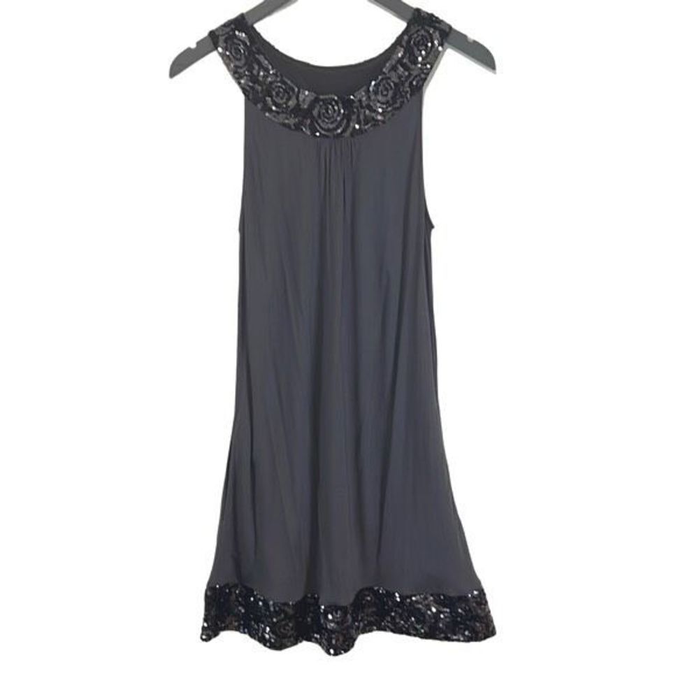 Express Women's Midi Shift Dress Sequin Detail‎ Side Pocket Medium Charcoal Gray